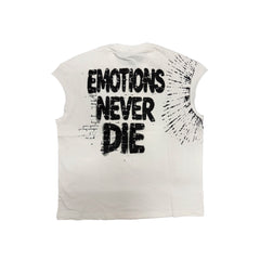 Emotion Never Dies Grunge Woman Eye Graphic White Sleeveless Tank Top
