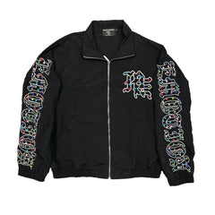 MIXED EMOTION Rhinestone Graphic Zip‑Up Windbreaker Jacket
