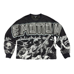 Emotion Alien Rock Band Graphic Black Long‑Sleeve Shirt