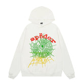 Sp5der Gradient Spider Web Graphic White Pullover Hoodie