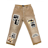 MIXED EMOTION Vintage Patchwork Khaki Wide‑Leg Pants