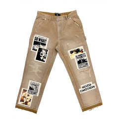 MIXED EMOTION Vintage Patchwork Khaki Wide‑Leg Pants