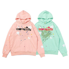 Sp5der Star Splatter 2‑Color Pullover Hoodie