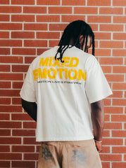 MIXED EMOTION Blindfold Portrait White Cropped T‑Shirt