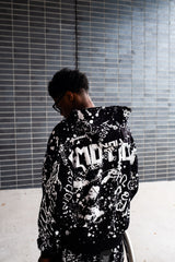 MIXED EMOTION All‑Over Graffiti Print Full‑Zip Hoodie