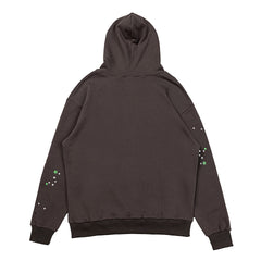 Sp5der Green Logo Splatter Dark Brown Pullover Hoodie