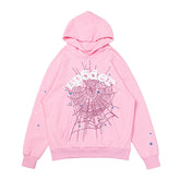 Sp5der Spider‑Web Blue Splatter Pink Pullover Hoodie
