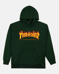 THRASHER FLAME - HOODIE - FOREST GREEN