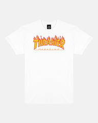 THRASHER Flame Logo White Short‑Sleeve T‑Shirt