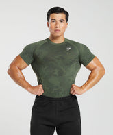 Gymshark Geo Seamless T-Shirt - Core Olive/Black