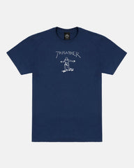 THRASHER Skater Sketch Graphic Navy Blue Short‑Sleeve T‑Shirt
