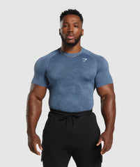 Gymshark Geo Seamless T-Shirt - Faded Blue/Titanium Blue
