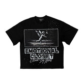 EMOTIONAL CLOSET Vintage Angel Graphic Black Cropped T‑Shirt