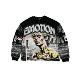 MIXED EMOTION Zombie Horror Graphic Black Long‑Sleeve Shirt