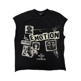 Emotion Never Dies Collage Photo Print Black Sleeveless Tank Top