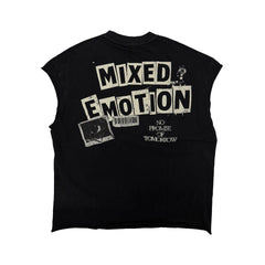 Emotion Never Dies Collage Photo Print Black Sleeveless Tank Top