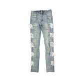 MIXED EMOTION Vertical Character Print Slim‑Fit Jeans