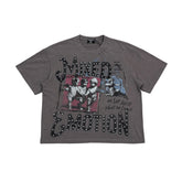 Emotions Never Die Mixed Emotion Vintage Photo Graphic Grey Cropped T‑Shirt