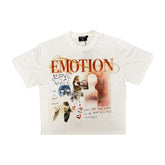 MIXED EMOTION Collage Art White Cropped T‑Shirt