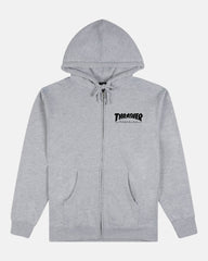 THRASHER MAG LOGO - ZIP UP HOODIE - GREY