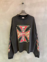 West Coast Choppers Iron Cross & Flames Long Sleeve Tee - Vintage Black/Red