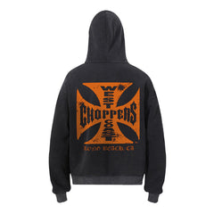 West Coast Choppers Orange Iron Cross Hoodie - Vintage Black
