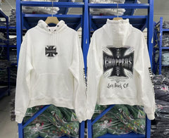 West Coast Choppers Iron Cross Back Logo Hoodie - White