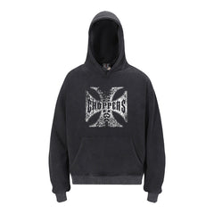 West Coast Choppers Front Large Iron Cross Hoodie - Vintage Black
