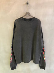 West Coast Choppers Iron Cross & Flames Long Sleeve Tee - Vintage Black/Red