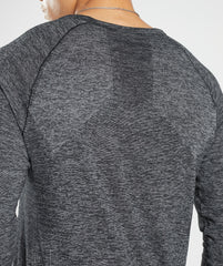 Gymshark Retake Seamless Long Sleeve T-Shirt - Black/White Marl