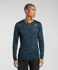 Gymshark Sport Seamless Long Sleeve T-Shirt - Navy/Denim Teal
