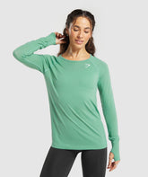 Gymshark Vital Seamless Light Long Sleeve Top - Lagoon Green Marl