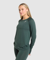Gymshark Vital Seamless Light Long Sleeve Top - Woodland Green Marl