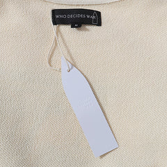 Beige 3D Silver‑Tone Graphic Print Crewneck Sweatshirt