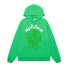 Sp5der Classic Spider‑Web Green Pullover Hoodie
