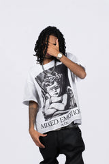 MIXED EMOTION Blindfolded Angel Vintage Cropped T‑Shirt