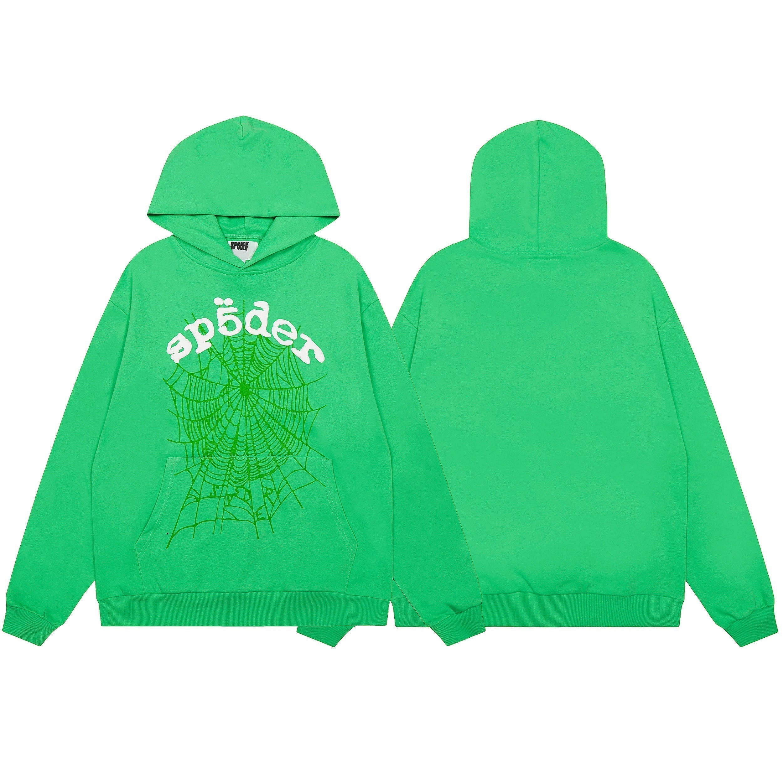 Sp5der Classic Spider‑Web Green Pullover Hoodie