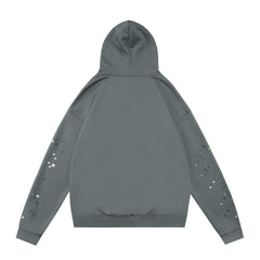 Sp5der Green Text Spider‑Web Dark Grey Pullover Hoodie