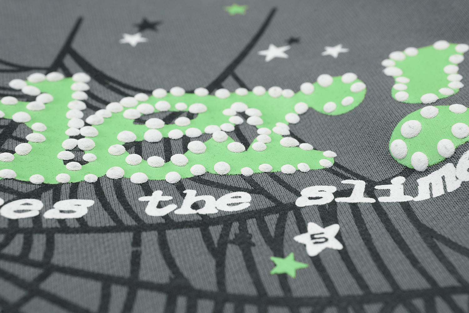 Sp5der Green Text Spider‑Web Dark Grey Pullover Hoodie