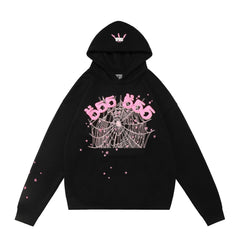 Sp5der 555 Crown Spider‑Web Black Pullover Hoodie