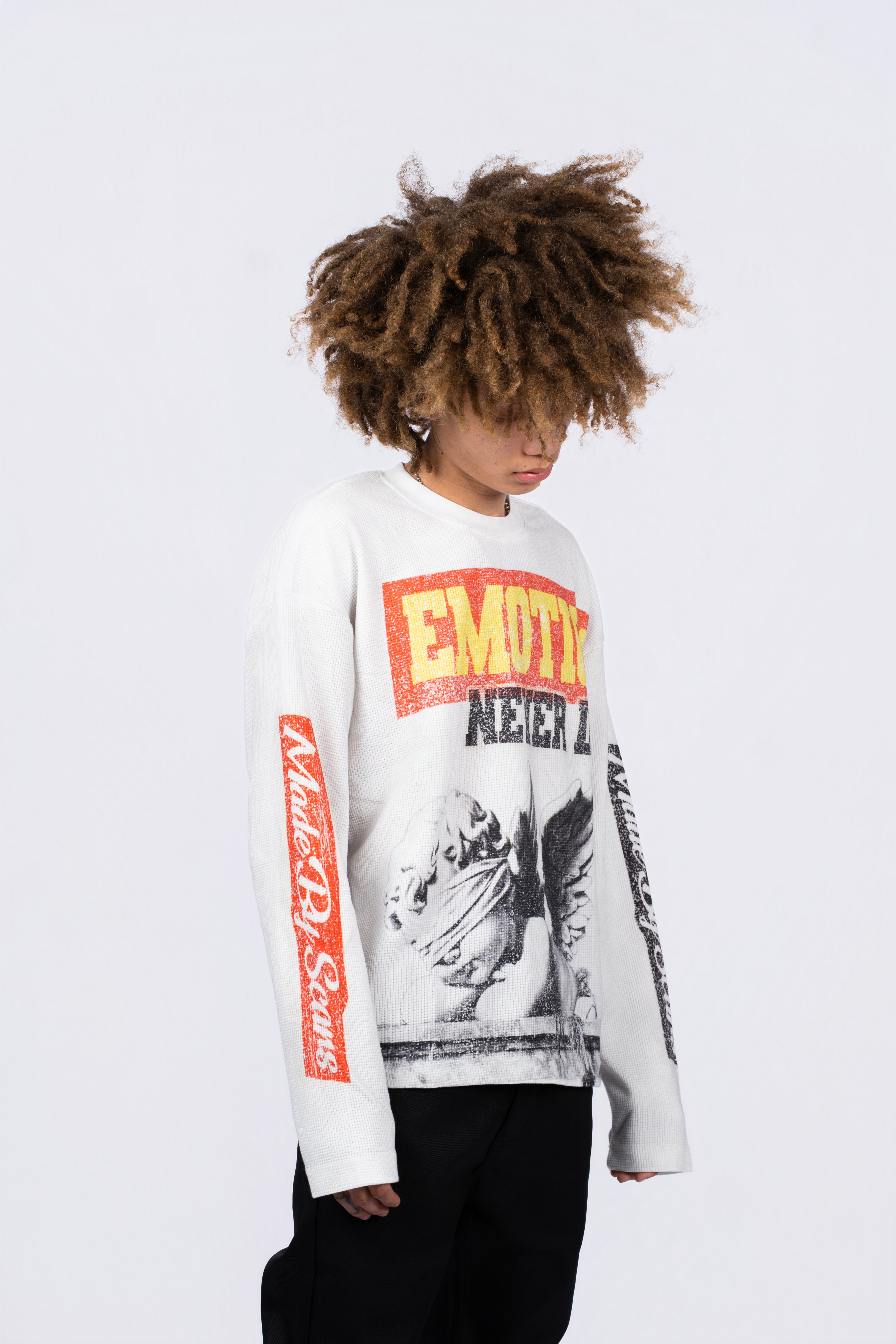 Emotion Never Dies Angel Vintage White Long‑Sleeve Shirt