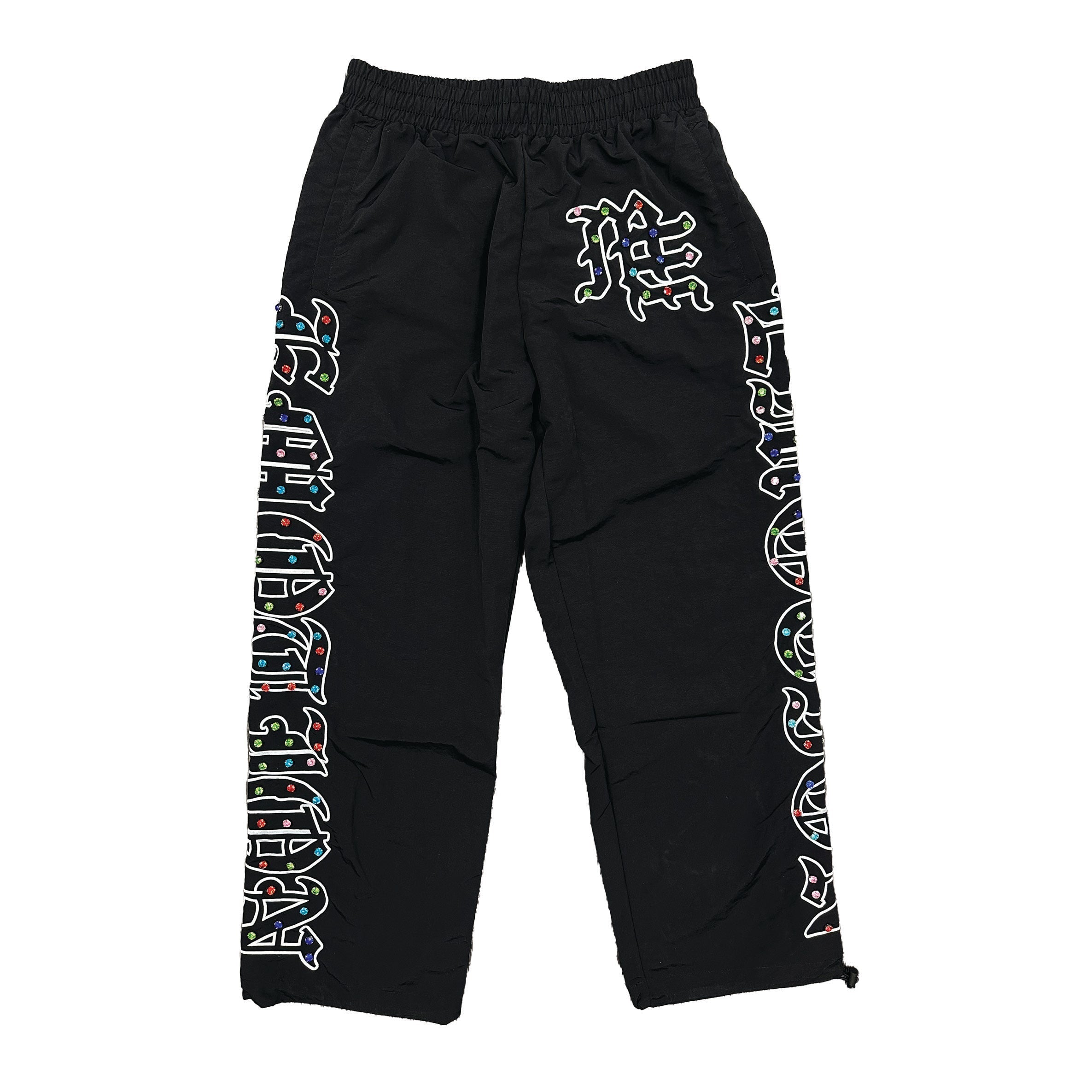 MIXED EMOTION Side Letter Graphic Elastic Waist Track Pants Unisex Streetwear