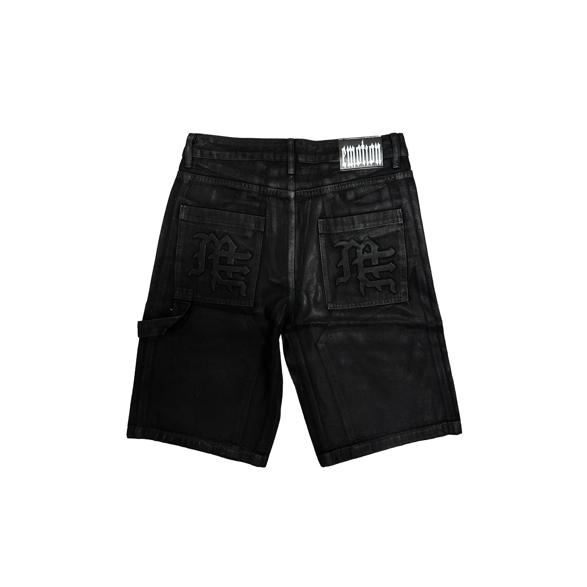 MIXED EMOTION Black Rivet Carpenter Denim Streetwear Shorts