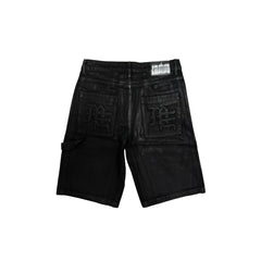 MIXED EMOTION Black Rivet Carpenter Denim Streetwear Shorts
