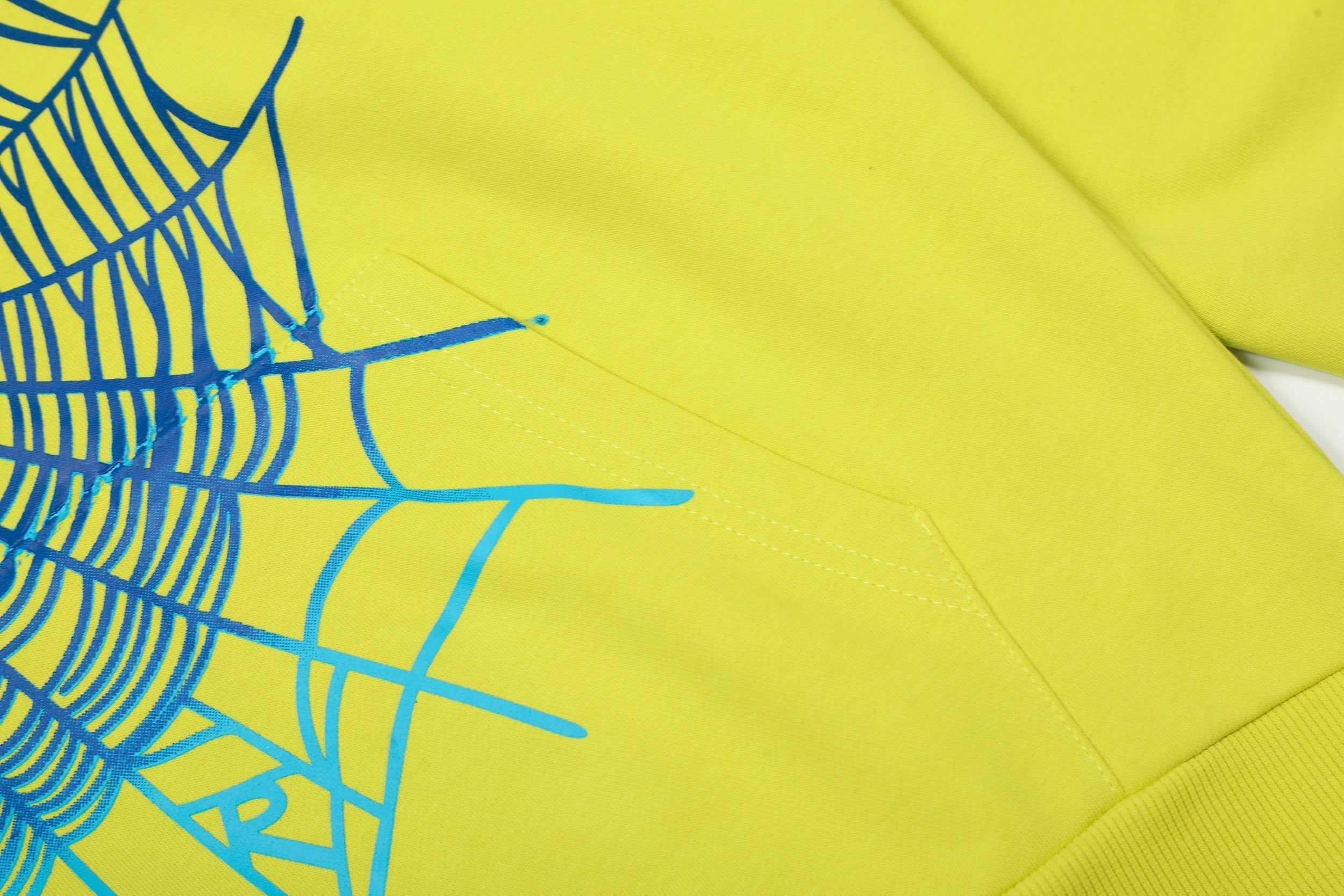 Sp5der Gradient Spider‑Web Yellow Pullover Hoodie