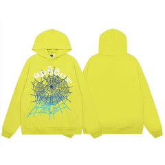 Sp5der Gradient Spider‑Web Yellow Pullover Hoodie