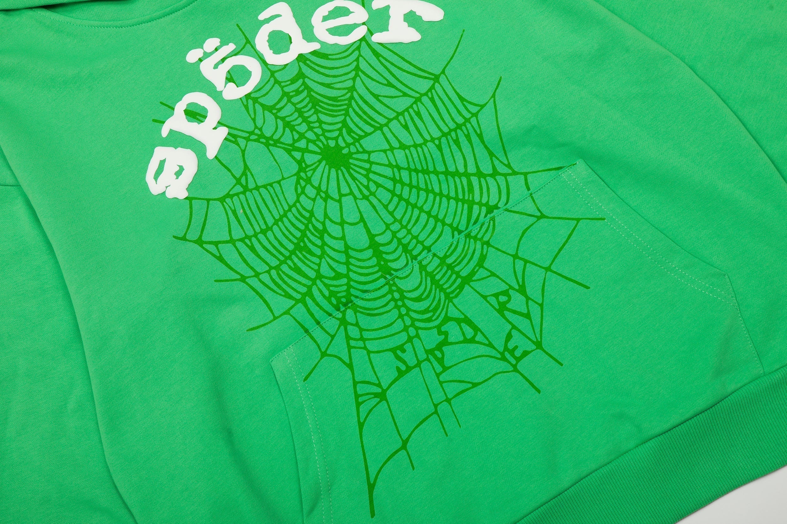 Sp5der Classic Spider‑Web Green Pullover Hoodie