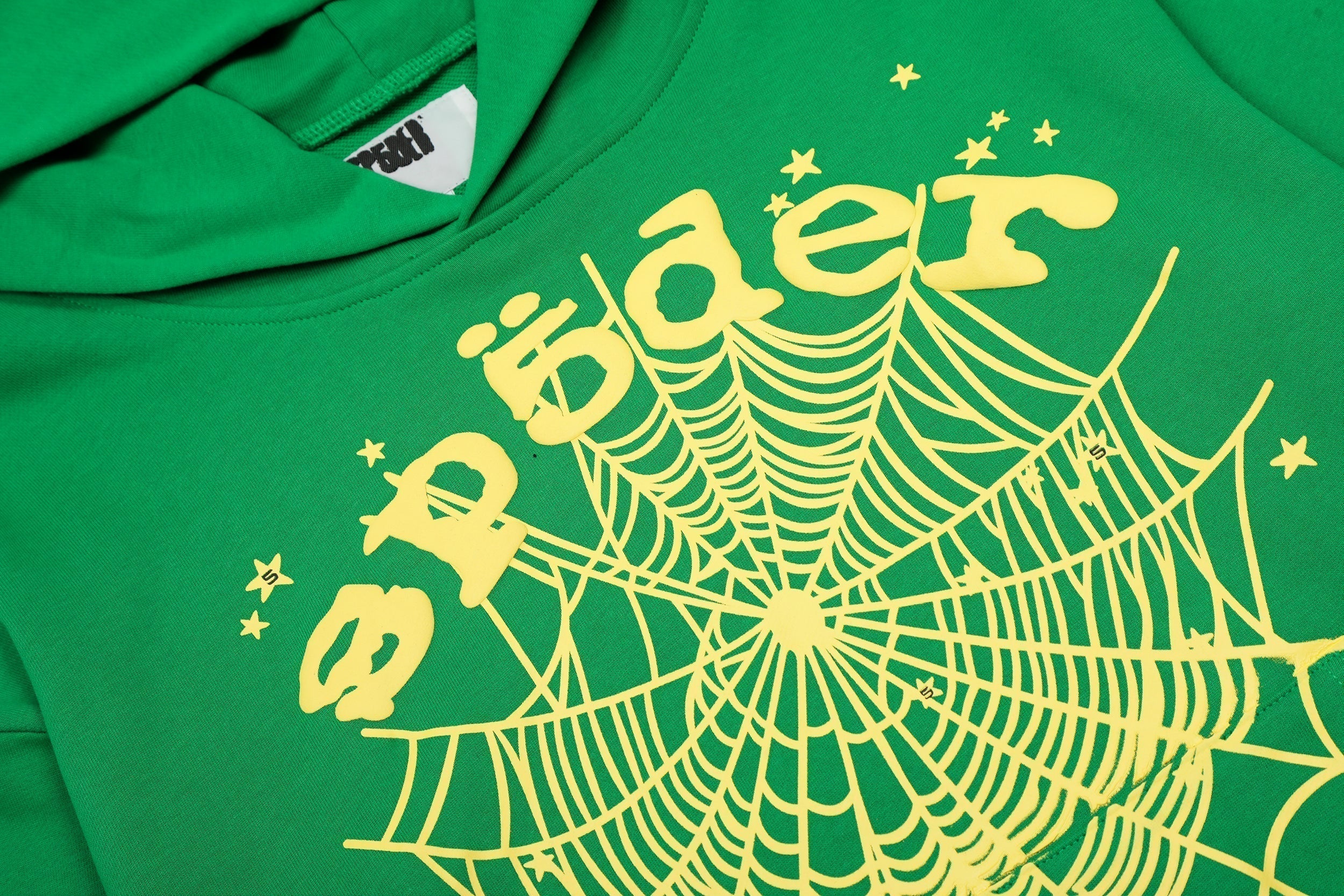 Sp5der Gold Spider‑Web Green Pullover Hoodie