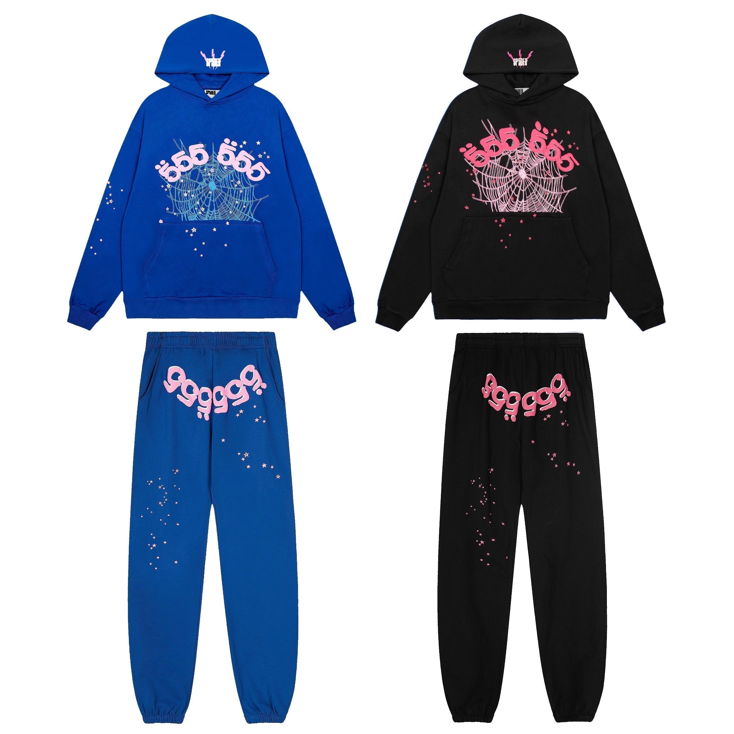 Sp5der 555 Pink Spider Graphic Pullover Hoodie