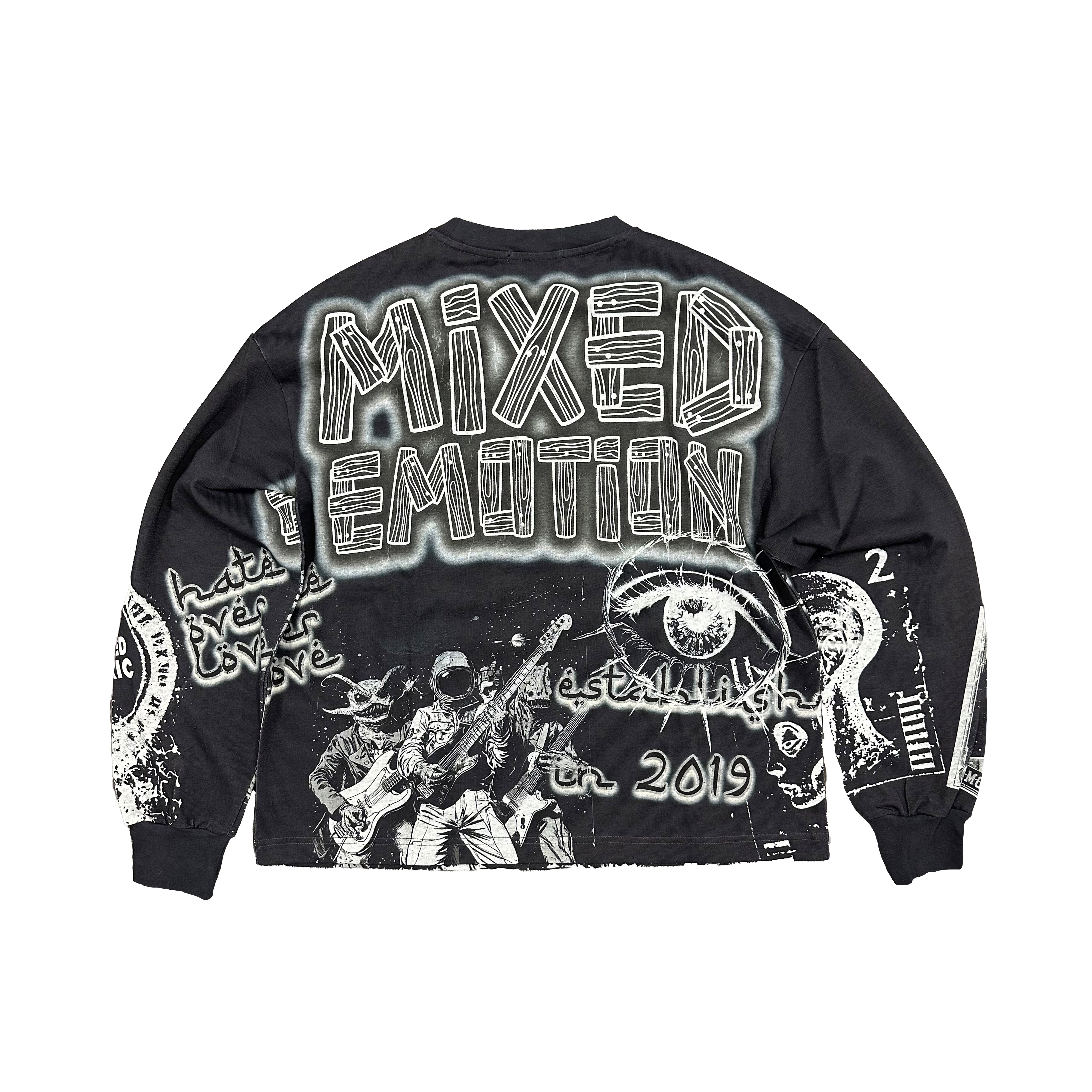 Emotion Alien Rock Band Graphic Black Long‑Sleeve Shirt